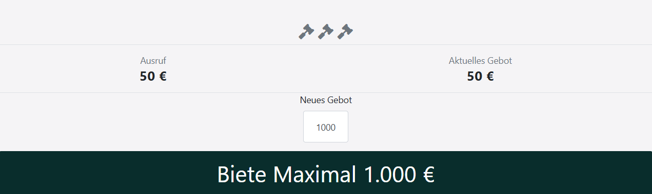 Aktuelles Gebot und eigenes Höchstgebot